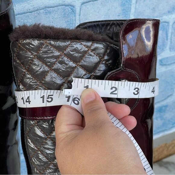 Aquatalia Avery Winter Boots Snow Shoes Womens Size 7 Brown Patent Faux Fur - Picture 10 of 10